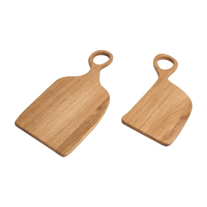 Set of 2 Acacia Wood Slicing Boards - Safety Cheese Charcuterie Board, Durable Kitchen Cutting Boards Fruit Board Serving Board for Food Preparation, Curved Edges & Hanging Holes, Food Safe Wood Material, Perfect for Couples And Home Chefs