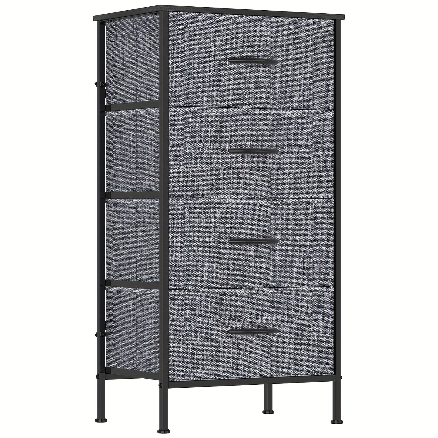 4-Drawer Chest Of Drawers with Metal Frame & MDF Wooden Top, Adjustable Feet, Anti-Tip Safety, Spacious Storage Unit for Bedroom Or Living Room (45x30x91cm/ 17.7x11.8x35.8inch)