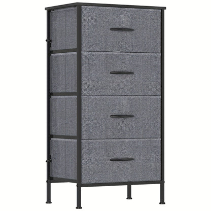 4-Drawer Chest Of Drawers with Metal Frame & MDF Wooden Top, Adjustable Feet, Anti-Tip Safety, Spacious Storage Unit for Bedroom Or Living Room (45x30x91cm/ 17.7x11.8x35.8inch)