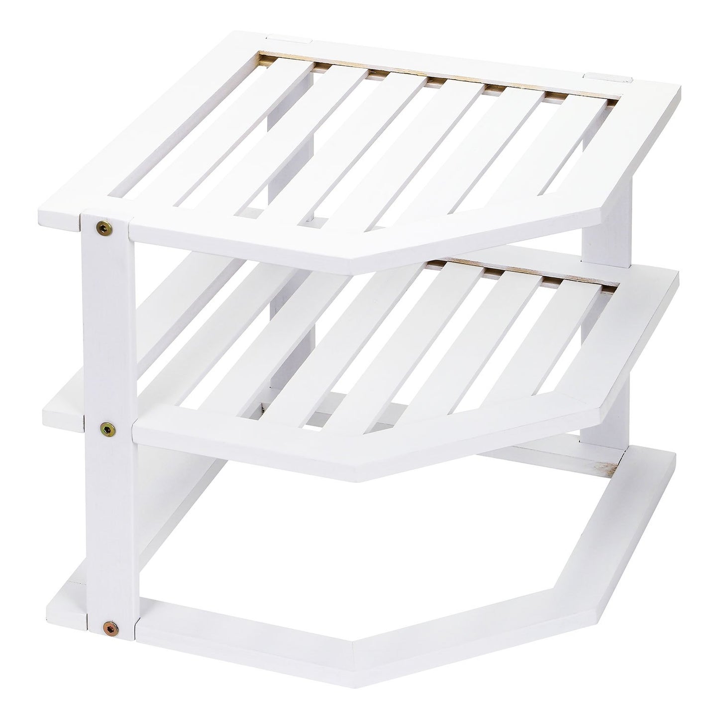 Bamboo Cabinet Shelf Organiser - 3 Tier Corner Shelf for Kitchen & Bathroom Countertop Cabinet Organiser Plate Rack Tidy Cupboard Shelf Insert Storage Organisation