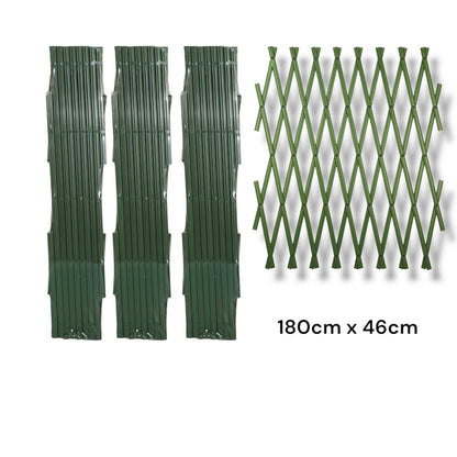 Set of 3 Expanding Green Plastic Wall Foldable Trellis Fence 180 x 46cm, 180 x 90cm