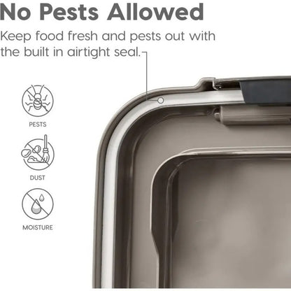 Airtight Pet Food Storage Container Set 13L & 37L with Measuring Scoop Stackable on Wheels Dry Dog Cat Food Dispenser Moisture & Pest Proof for Kitchen Pantry Grey
