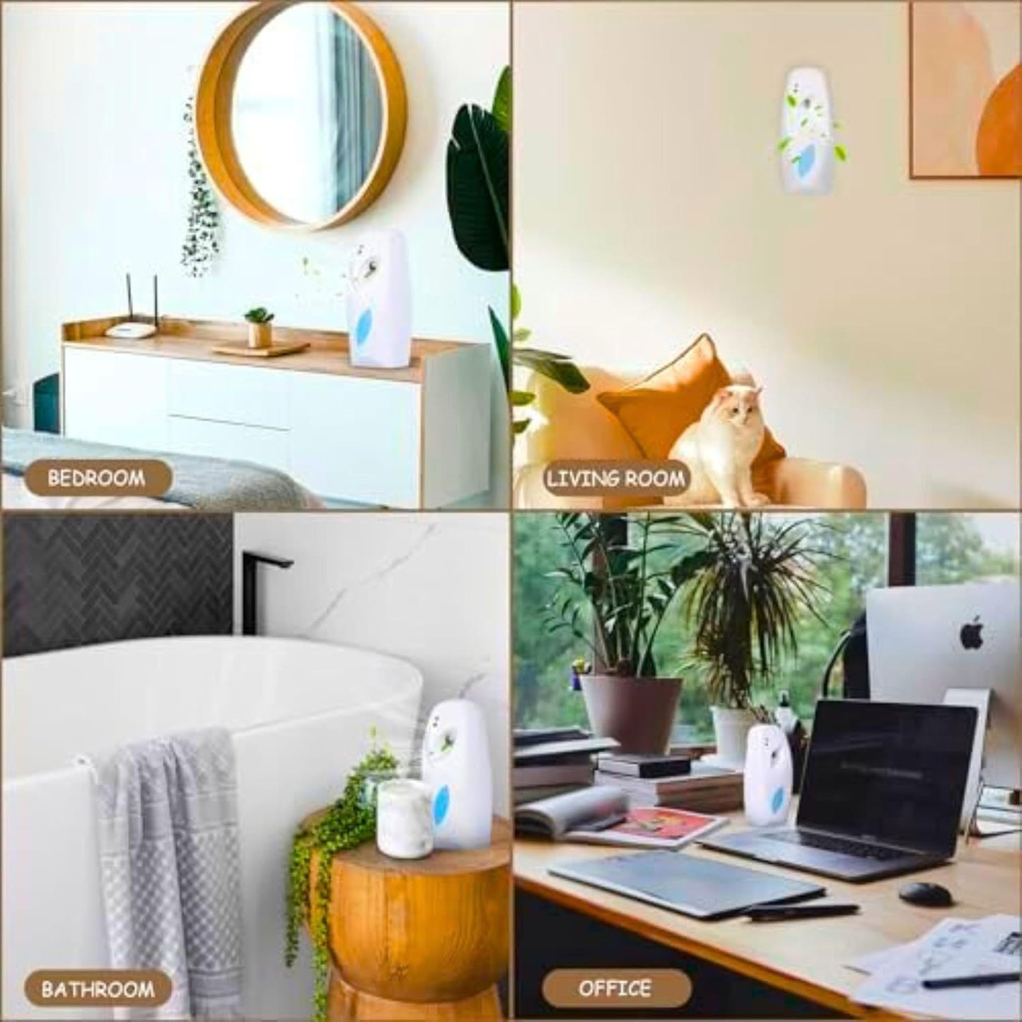 Automatic Air Freshener Spray Dispenser Machine with Three Fragrances Fresh Linen, Lavender and jasmine Essence Wall Mounted/Free Standing Auto Sensor Spray Dispenser for Bathroom Washroom Hotel Office White