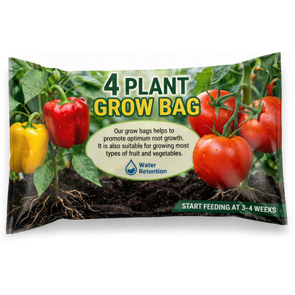 4 Plant Grow Bags With Balanced Nutrients Perfect For Vegetables & Crops Home Garden Soil Compost