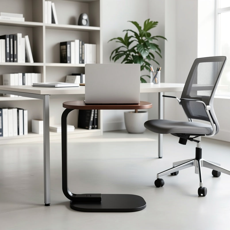 Modern C-Shaped Side Table with Hidden Base, Space-Saving Design, Multi-Functional Swivel Coffee Table, Versatile for Use As Nightstand, Sofa Side Table Or Decorative Accent Table for Home Office, Living Room & Conference Room