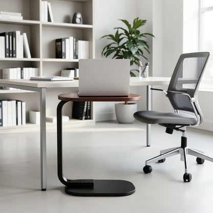Modern C-Shaped Side Table with Hidden Base, Space-Saving Design, Multi-Functional Swivel Coffee Table, Versatile for Use As Nightstand, Sofa Side Table Or Decorative Accent Table for Home Office, Living Room & Conference Room