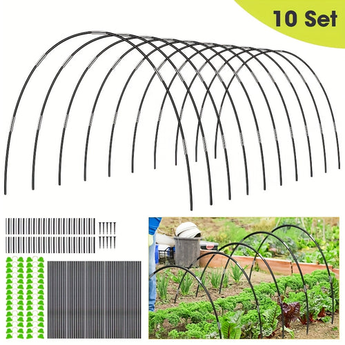 10 Sets of 259.08cm Rustproof Fiberglass Garden Hoops for Raised Beds - Heavy-Duty Plant Support Stakes with Reinforced Corners, Durable Greenhouse Hoops for Garden Netting, Grow Tunnels & Row Covers, DIY Garden Setup, Flexible Hoop Design, Weatherresista