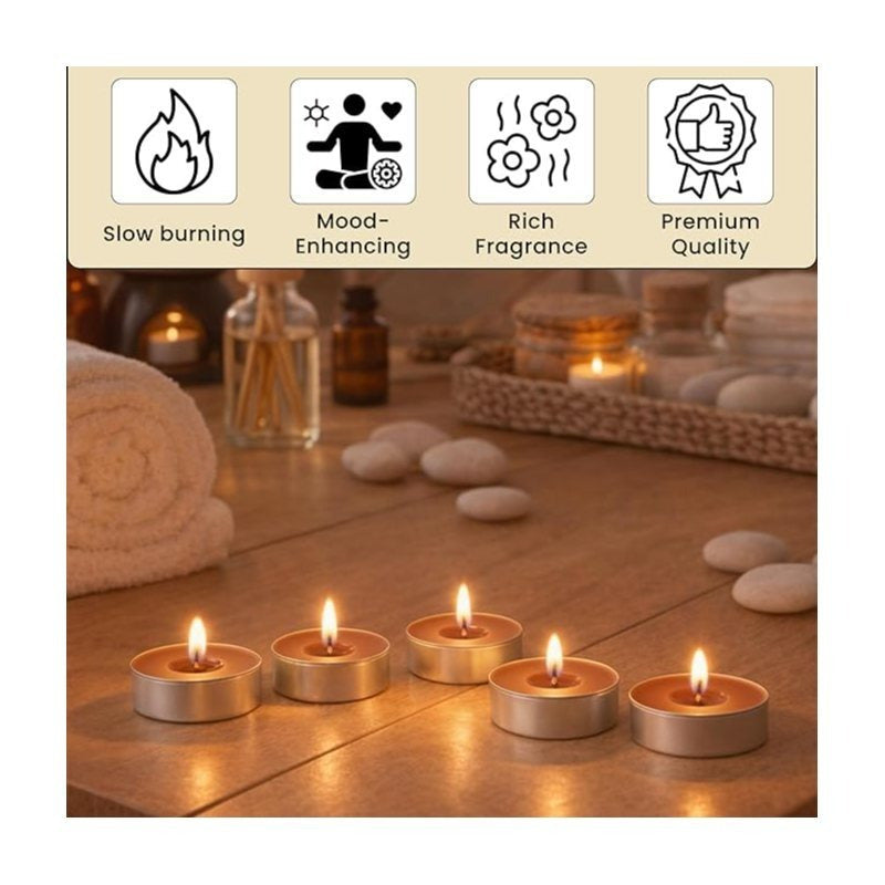 Scented Tea Lights - 8 Pack Strong Fragrance Tea Light Candles, Long Lasting Candle Tealights for Home Decor, Wax Burners & Relaxation