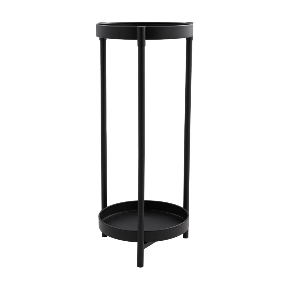 1PC Double-layer Balcony Plant Rack, Floor-standing Plant Rack - Black, Living Room Bonsai Display Rack, Iron Plant Rack, Diameter 27 * Height 60