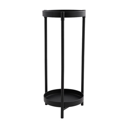 1PC Double-layer Balcony Plant Rack, Floor-standing Plant Rack - Black, Living Room Bonsai Display Rack, Iron Plant Rack, Diameter 27 * Height 60