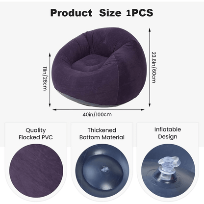 Inflatable Lazy Sofa Plush PVC Thick Bottom Outdoor Indoor Portable Folding Single Air Chair 1pc
