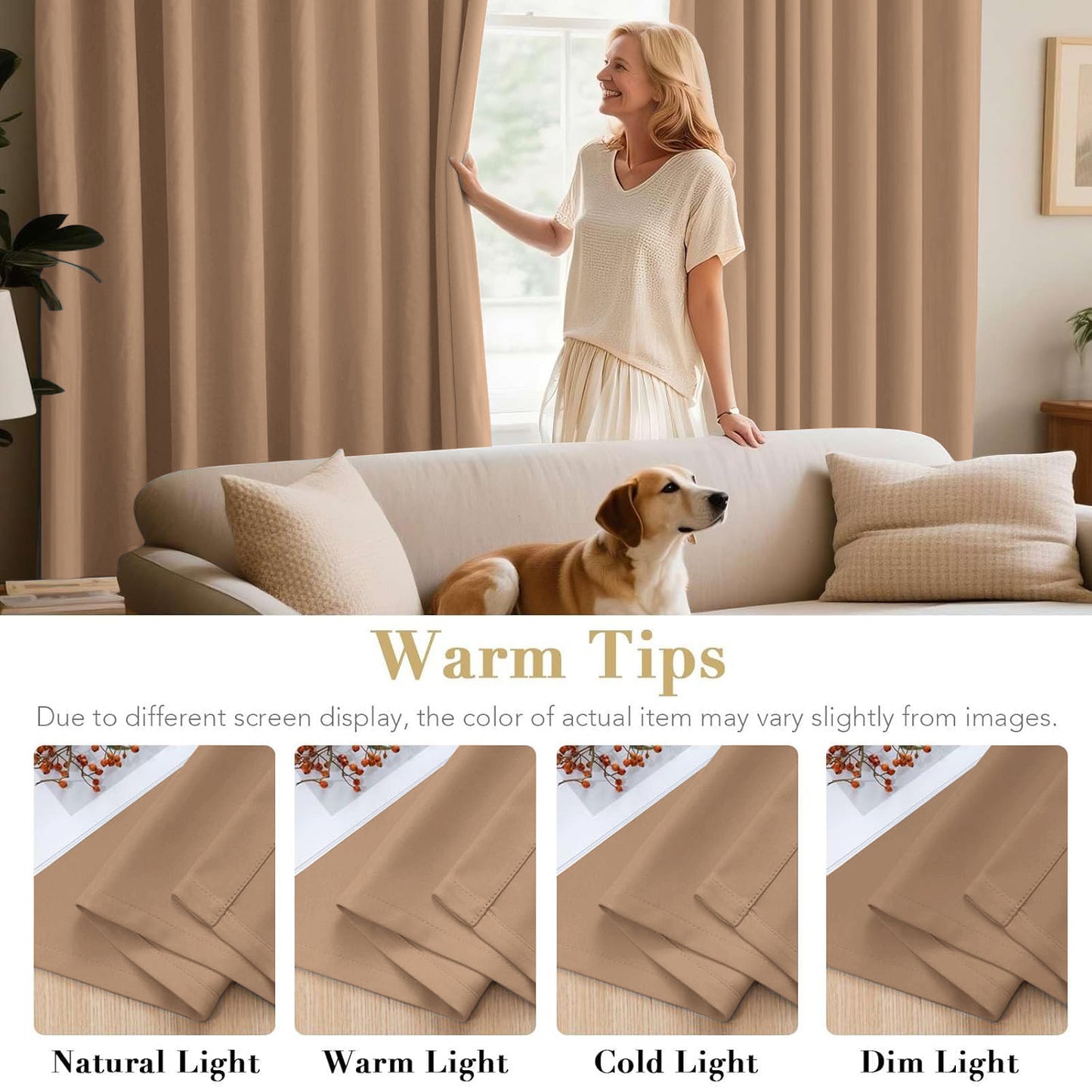 2pcs Full Blackout Curtains, 100% Polyester Fabric, Privacy Protected, Sound proof, Energy saving Grommet Top Curtains for Bedrooms, Living Room, Home Decor & Room Decor