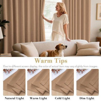 2pcs Full Blackout Curtains, 100% Polyester Fabric, Privacy Protected, Sound proof, Energy saving Grommet Top Curtains for Bedrooms, Living Room, Home Decor & Room Decor