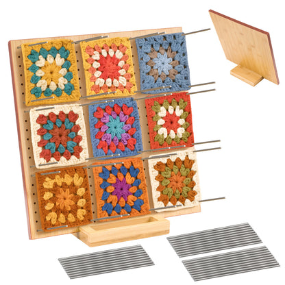 1set Bamboo Wooden Board For Knitting Crochet And Granny Squares Blocking Board For Knitting And Crochet Projects Handcrafted Knitting Stainless Steel Pins 13 Inches 33x33cm