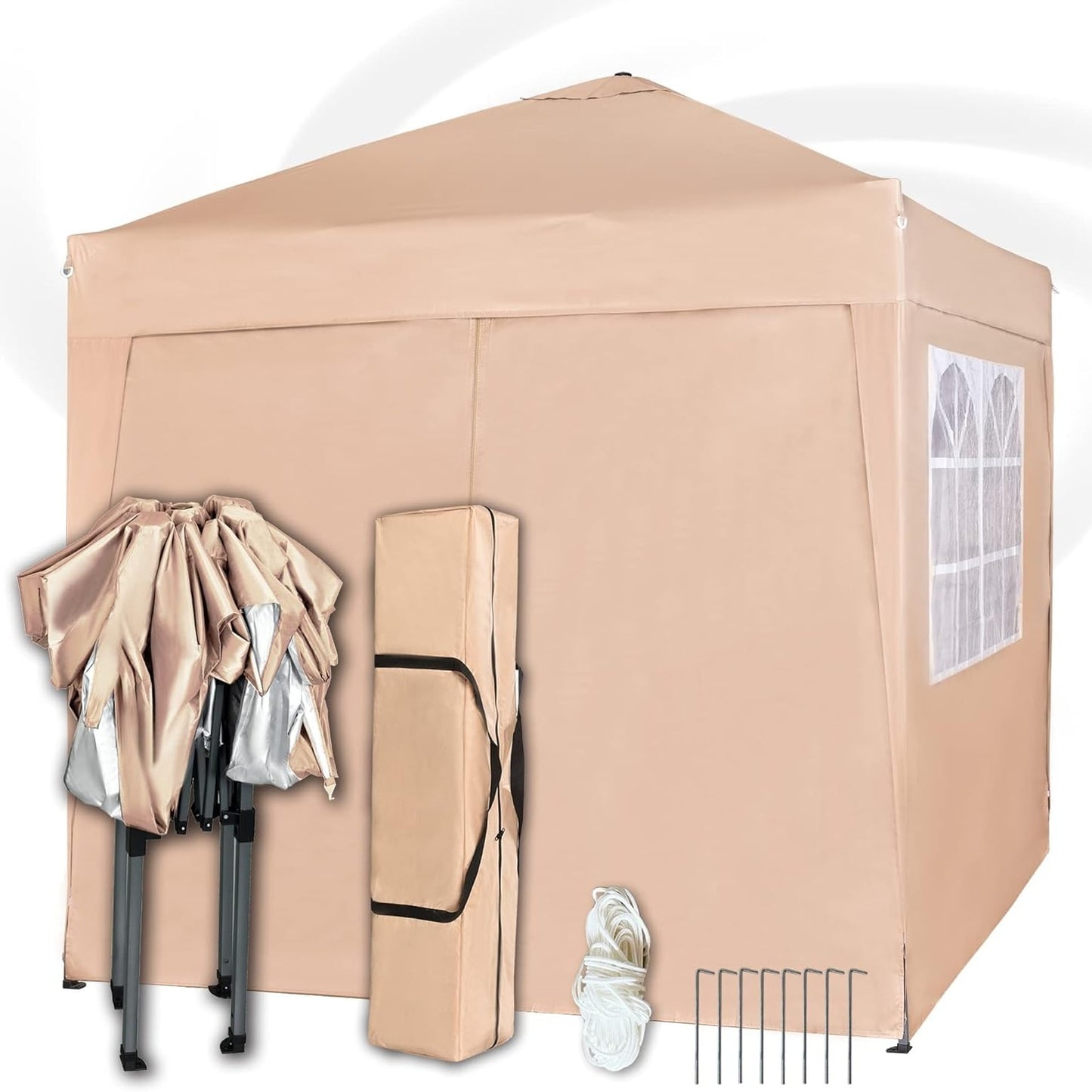 Pop-up Gazebo 2m x 2m With Sides Silver Protective Layer Waterproof Marquee Canopy