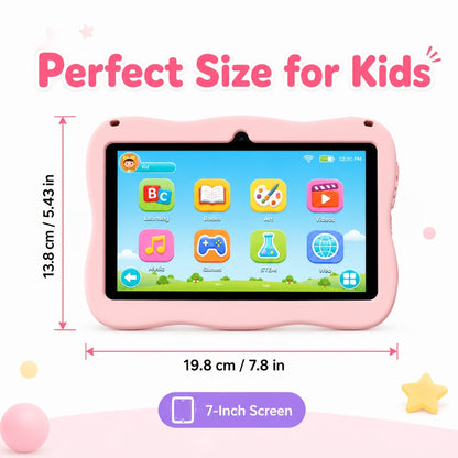 Kids Tablet 7 Inch Android 13 4GB RAM 32GB ROM WiFi Bluetooth Long Battery Protective Case Safe Educational Entertainment Children Tablet Playful Design