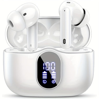 Wireless Earbuds, Wireless 5.3 Headset Bass Stereo, Earbuds with Noise Cancelling Microphone LED Display, In Ear Headphones, 36 Hours Of Playback Time, Suitable for Laptop Pad Mobile Phone Exercise