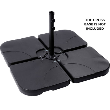 Set of 4 Outdoor Umbrella Cantilever Parasol Base Sand & Water Filled Weights by Crystals® (Square Shape Parasol Base)