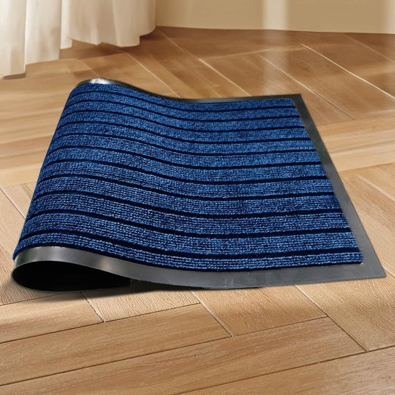 1pc Heavy Duty Rubber Runner & Area Rug | Outdoor Waterproof PVC Backing Non Slip Floor Carpet | Washable Dirt Grabber Barrier Rug for Muddy Paws, Hallway Runner, Large Area Rug for Entrance, Porch & Home Flooring 7 Stripe
