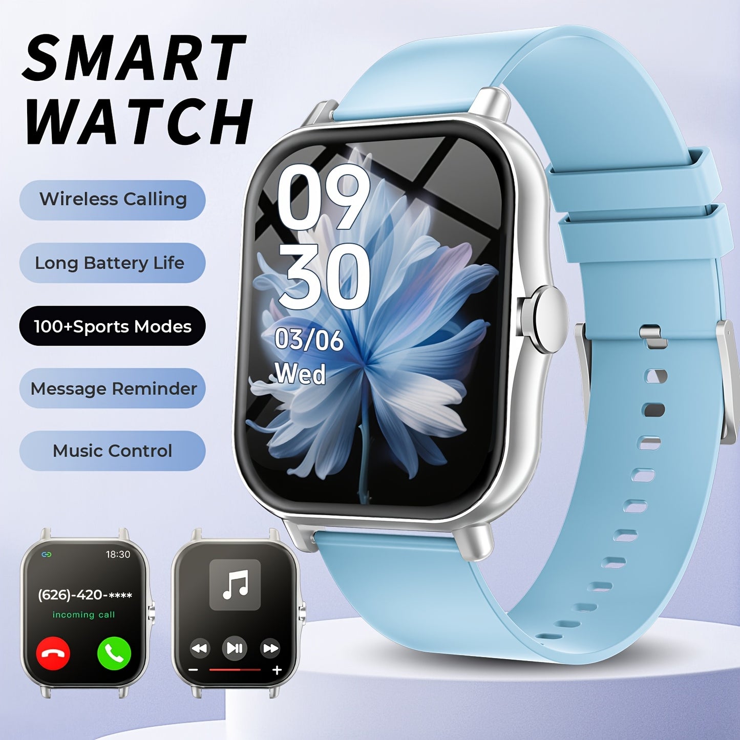 1.83-Inch Smart Watch - Unisex Fitness Tracker - Wireless Calling, Music Play, Weather Forecast - Call Alerts, App Notifications, Versatile Watch Faces - Perfect Gift for Labor Day, Back to School & Christmas - Stylish Sporty Design