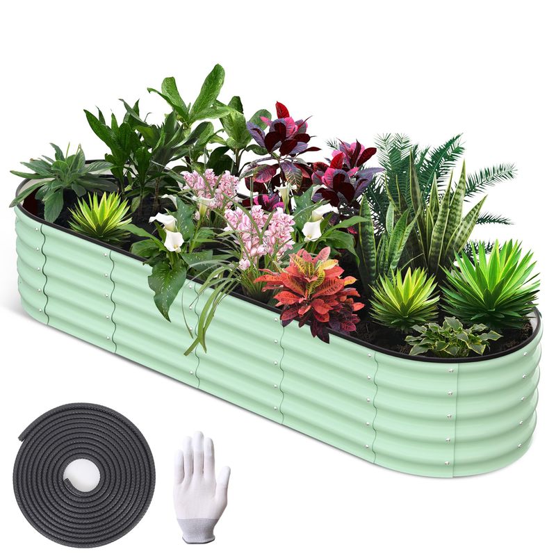 Galvanized Raised Garden Bed, Round Metal Planter Box with Open-Bottom Design, Heavy-Duty Steel Outdoor Flower Bed for Vegetables, Herbs, and Succulents, Easy Installation