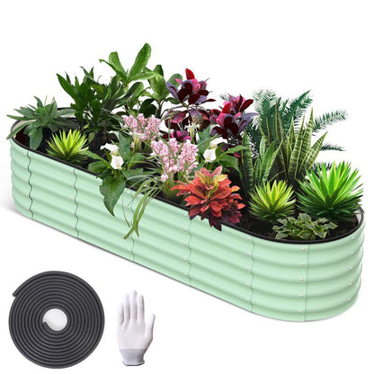 Galvanized Raised Garden Bed, Round Metal Planter Box with Open-Bottom Design, Heavy-Duty Steel Outdoor Flower Bed for Vegetables, Herbs, and Succulents, Easy Installation