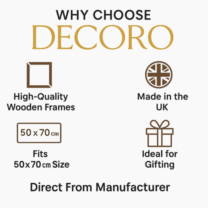 DECORO 50×70 cm Black Wooden Poster Frame – Large 500×700 mm Picture Frame – Ideal for Jigsaw Puzzles, Christmas Gifts, Holiday Prints & Wall Art