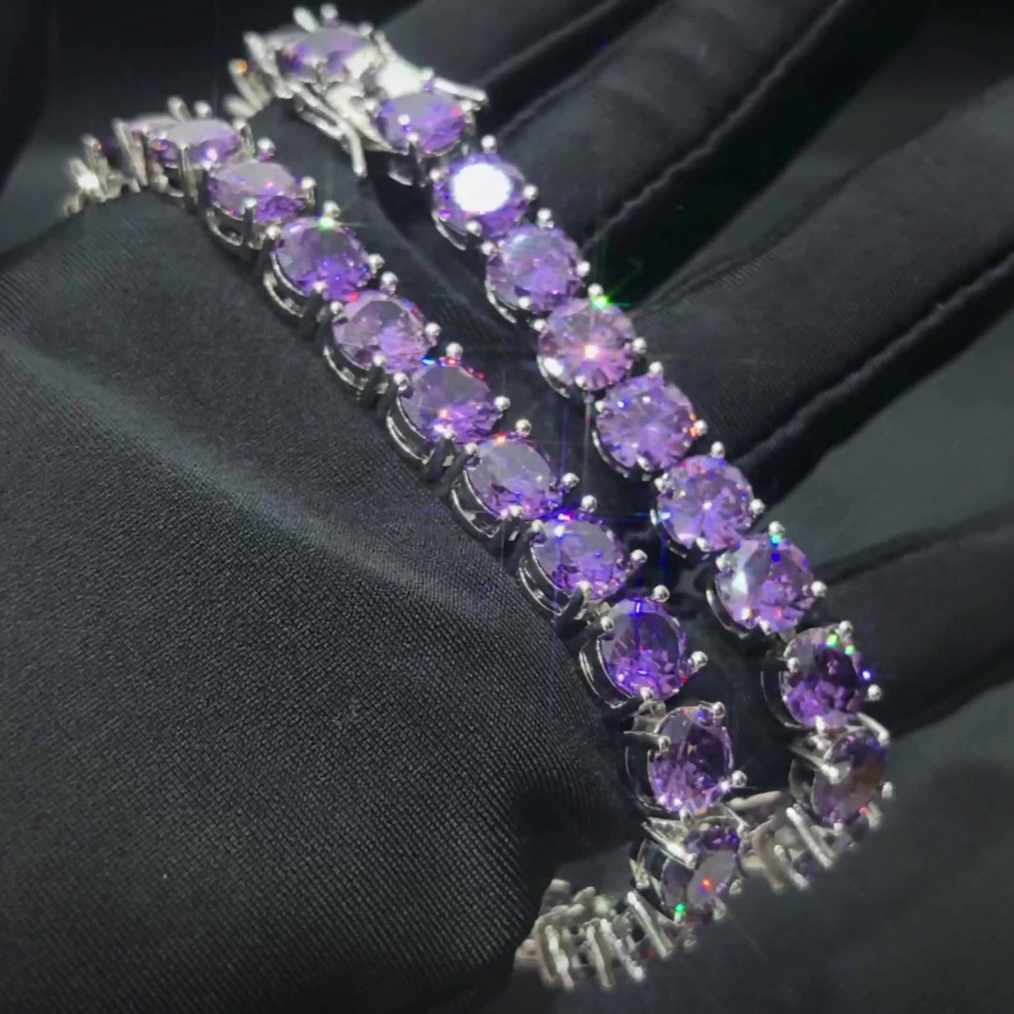 1pc 8mm Purple Tennis Chain Wedding Anniversary Concert Daily Bracelet Accessories Men's and Women's Thanksgiving Christmas Father's Day Holiday Gift Everyday Gift