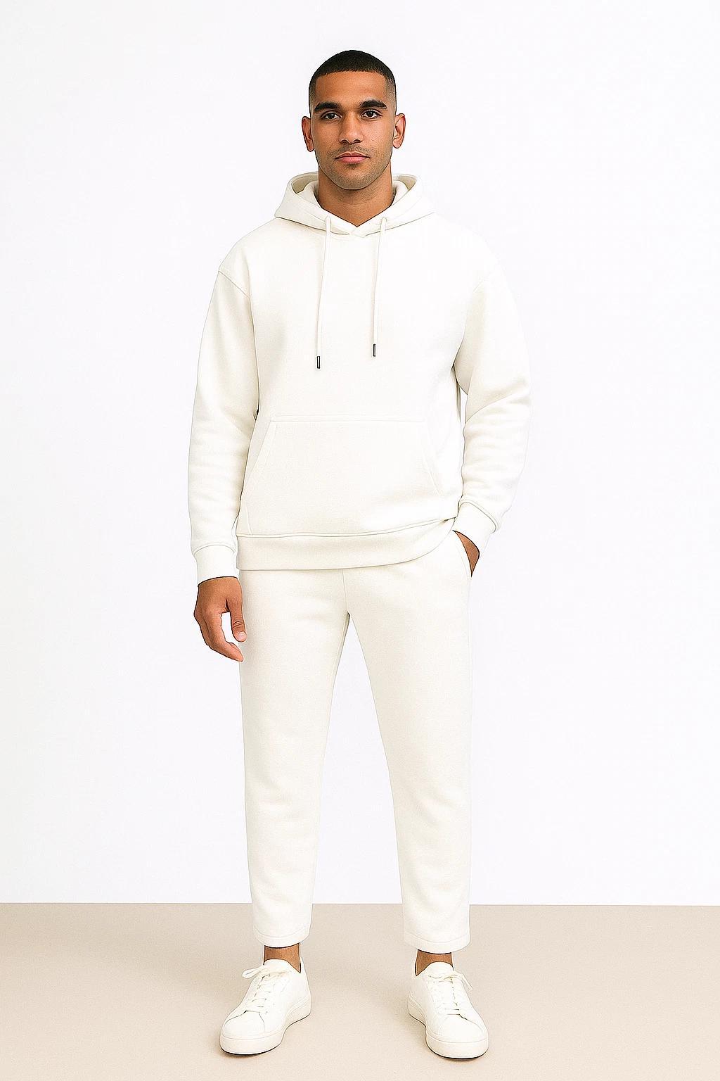 Men'S Outfit Two-Piece Set Featuring a Hooded Long-Sleeve Sweatshirt And Long Pants Solid Colour Knit Fabric Tracksuit, Regular Fit, Perfect Gift for Men, Daily & Outdoor Wear Large Pockets Matching For All Seasons S-XL