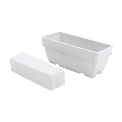 5pcs Balcony Vegetable Basin, Long Strip Horon Basin, Outdoor Creative Plastic Vegetable Planting Box, Available in White, Gray, Dark Green And Brick Red. Available Sizes: L42.5*W17*H14Cm/L49.5*W19*H*14Cm