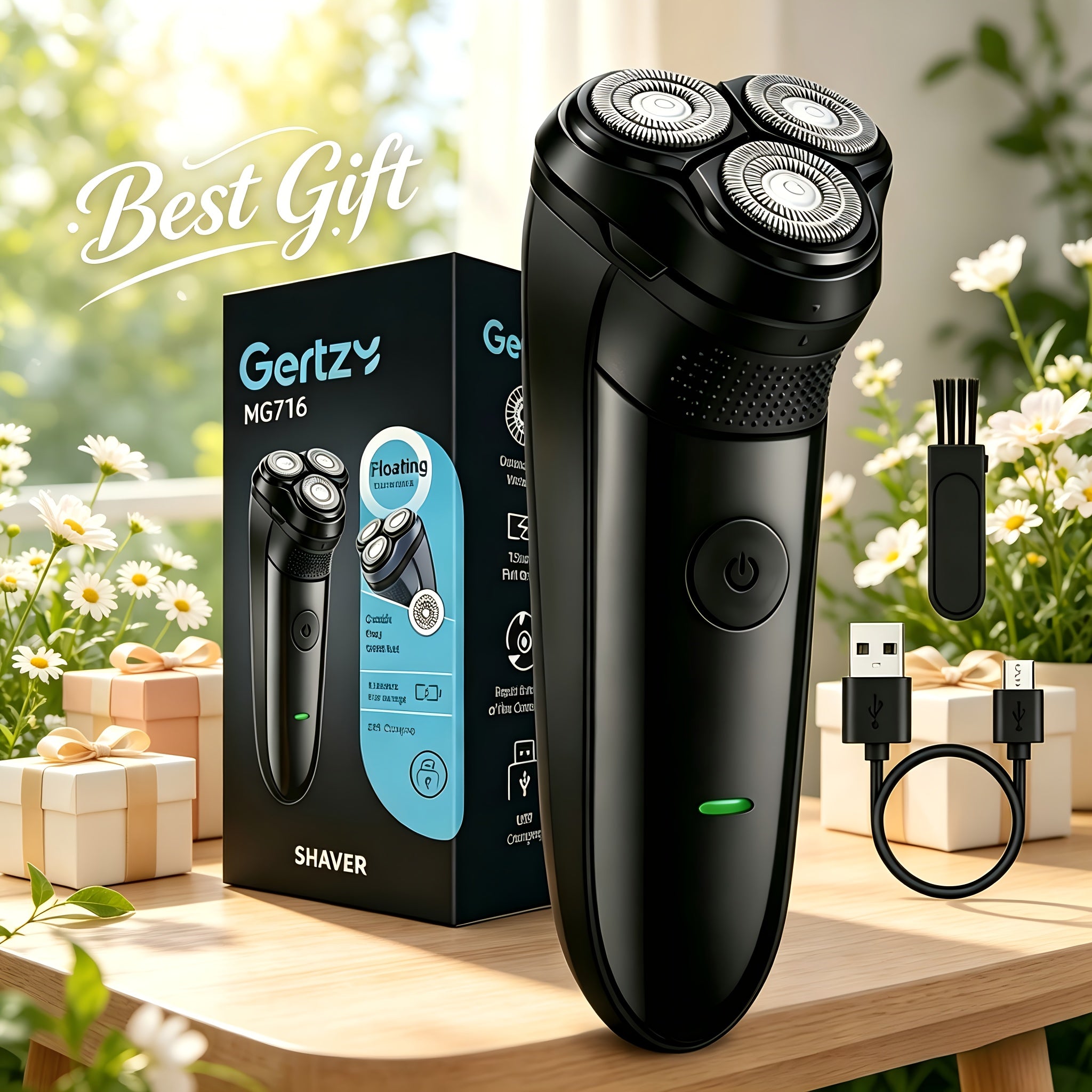 Rechargeable Rotary Men's Shaver – Black or Blue