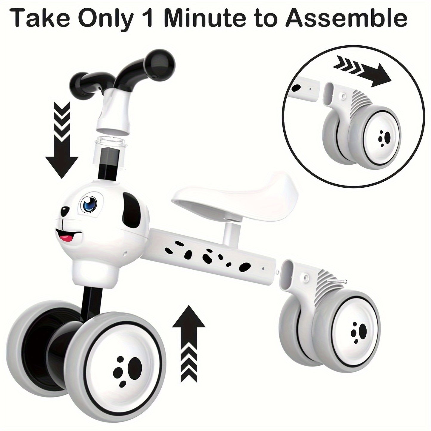 Dog Balance Bike for Boys & Girls, Toddler Ride-On Toy, No Pedal 4 Wheels Training Bike, Birthday Gift, Indoor Outdoor Walker Bike