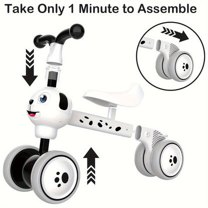 Dog Balance Bike for Boys & Girls, Toddler Ride-On Toy, No Pedal 4 Wheels Training Bike, Birthday Gift, Indoor Outdoor Walker Bike