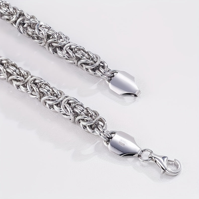 925 Sterling Silver Fashionable Hip Hop Byzantine Bracelet, Handcrafted Solid Cut Braided Bracelet for Both Men And Women - Chic And Long-Lasting Design - Made of Sterling Silver - Ideal Gift for Any Occasion (Includes Gift Box)