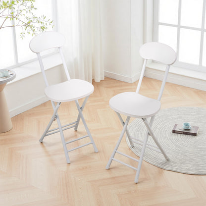 2 or 4 White Dining Chairs with Metal Frame and Wood, Folding Single Chairs Space Saving, Multifunctional Chairs for Outdoor and Indoor Furniture Chairs