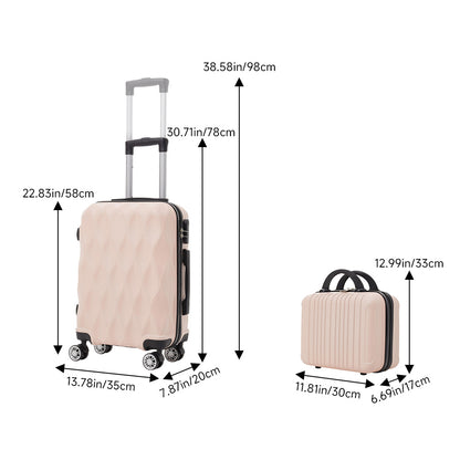 2-Piece Rolling Luggage Set, Travel Suitcase Set with Small Carry-On Case, Versatile Luggage for Daily Travel & Vacation, Sturdy Lightweight Luggage Set with 360° Wheels, Spinner Luggage Set, 20inch+14inch