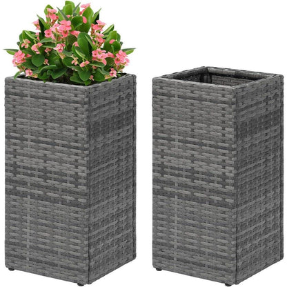 Taylor & Brown 2 Pack Tall Rattan Wicker Planters with Removable Liner, Large Indoor Outdoor Plant Pots 61cm x 30.5cm