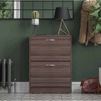 Shoe Cabinet with 2-Drawers, Shoe Cabinet with 2 Spacious Drawers Storage Shoe Rack Organizer Stainless Steel Handles, Entryway Hallway Furniture