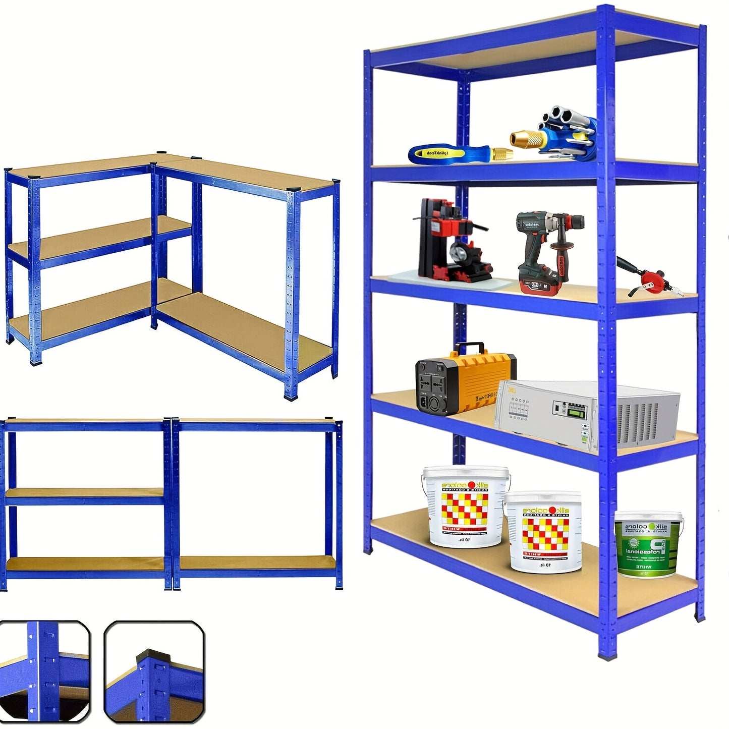 5-tier Heavy-duty Racking, Bolt-free Industrial Racking, Adjustable Metal Storage Rack, Maximum Load Capacity Up to 875kg, Store Display Rack for Home, Garage, Shed, Warehouse, Office, Basement, 150/180cm, Utility Racks