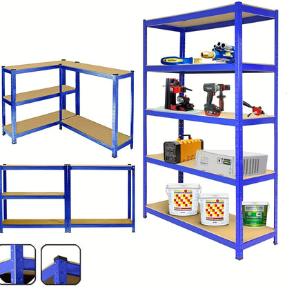 5-tier Heavy-duty Racking, Bolt-free Industrial Racking, Adjustable Metal Storage Rack, Maximum Load Capacity Up to 875kg, Store Display Rack for Home, Garage, Shed, Warehouse, Office, Basement, 150/180cm, Utility Racks