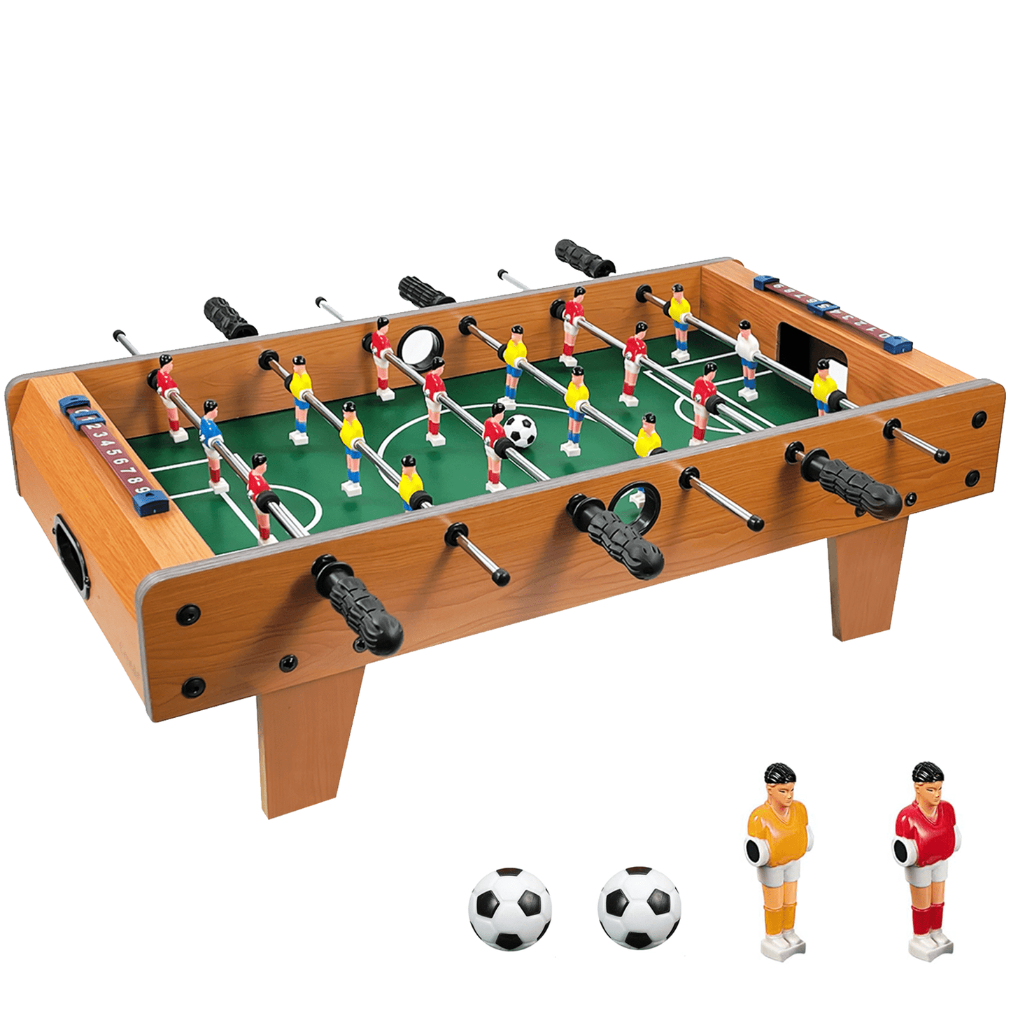 Wooden Table Football Game – Tabletop Foosball Soccer Game – Compact Table Top Football with Accessories, Fun Family Party Game & Xmas Gift Idea