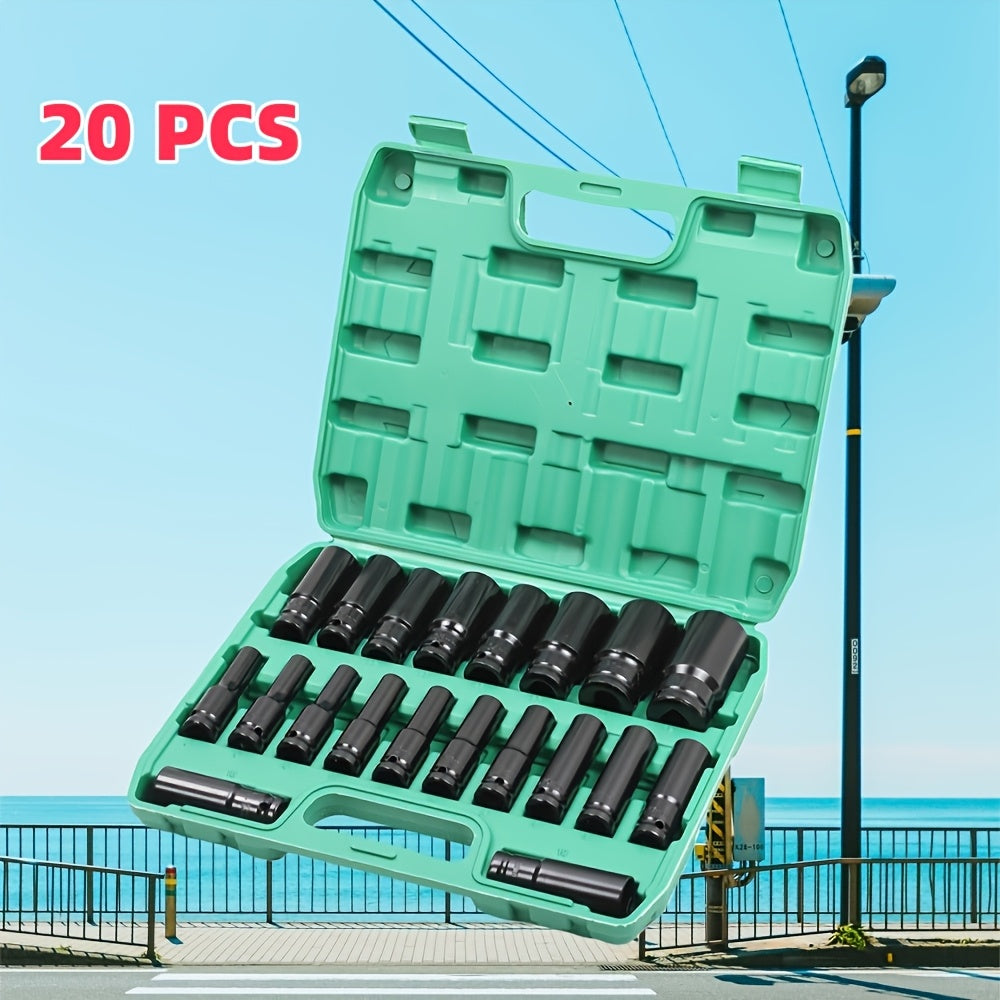10/20pcs, 1/2in, Deep Impact Socket Set, Portable Electric Wrench Socket Set, 10-24mm Caliber Hex Bit Tool Set, Local Stock Shipping, Deep Metric Socket Set, Long-Reach Wheel Wrench Nuts, Suitable for Industrial Repairs, Home Decoration, Automotive