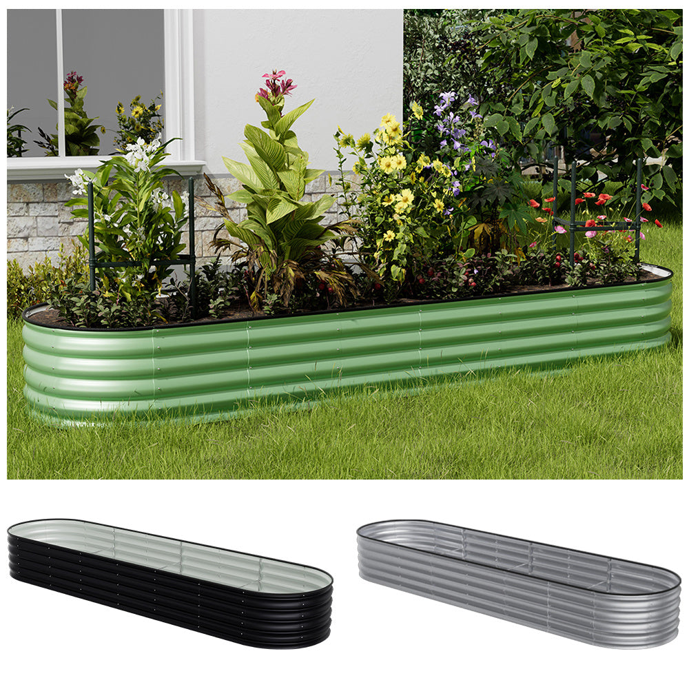 Metal Raised Garden Bed with Climbing Frame – Extra Large Oval Planter Box for Vegetables, Flowers & Herbs | Bottomless Outdoor Garden Bed 160/240/320cm
