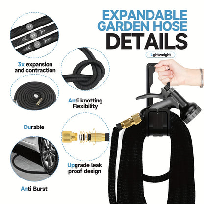 30.48meter 3X Expandable Watering Hose - 3X Flexible, High-Pressure, Kink-Resistant, Durable Cleaning Hose for Garden, Car Wash, And Watering Equipment - Easy to Store And Maneuver 7.62/15.24/22.86/30.48/45.72meter
