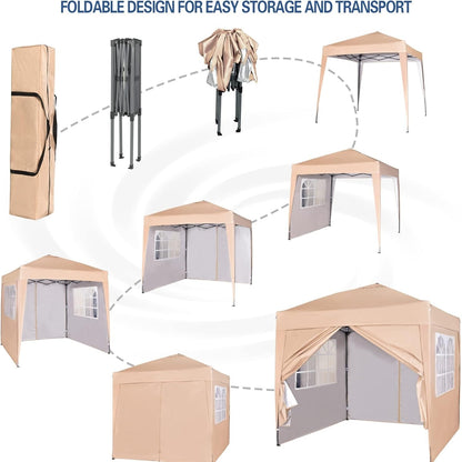 Pop-up Gazebo 2m x 2m With Sides Silver Protective Layer Waterproof Marquee Canopy
