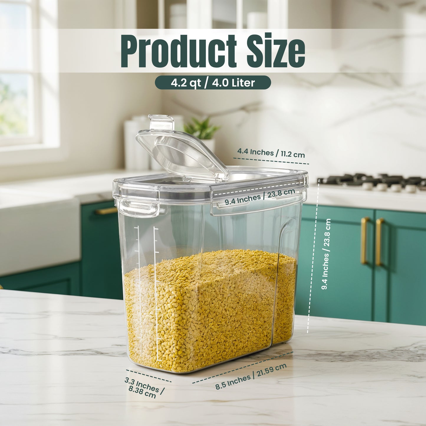 Kichly Cereal Dispenser & Storage Container for Kitchen & Pantry – Air Sealed Kitchen Organizers and Storage Box - Plastic – Dry Food Organizer