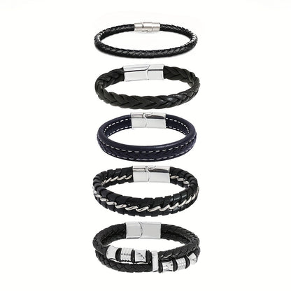 5pcs Men'S Stylish Casual Bangle bangle bracelet Set, Unisex Versatile Accessory, Festival Gift for Valentine'S Day And Graduation Season, Trendy Multi-Piece Jewelry