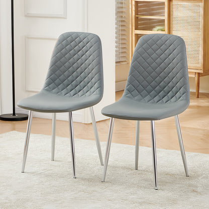 Velvet Dining Chairs Set of 2 or 4 – Upholstered Fabric Seat with Metal Legs, 40x44.5x84cm, 120kg Capacity, Modern Dining Room & Living Room Side Chairs, 16 Colours