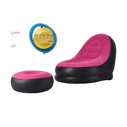 Multi-colour Everyday Outdoor Inflatable Sofa Set, PVC Material with Foot Pump, Portable Air Mattress with Footstool, Suitable for Picnics, Camping, Beach Trips, Travel and Home Use