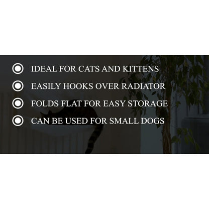Cat Radiator Bed Warm Fleece Hammock with Washable Cover – Hanging Radiator Bed for Indoor Cats & Kittens, Fits Most Radiators, 46x30x25cm